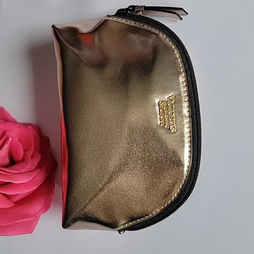 Victoria's Secret! Metallic Gold Cosmetic Case New Makeup Bag